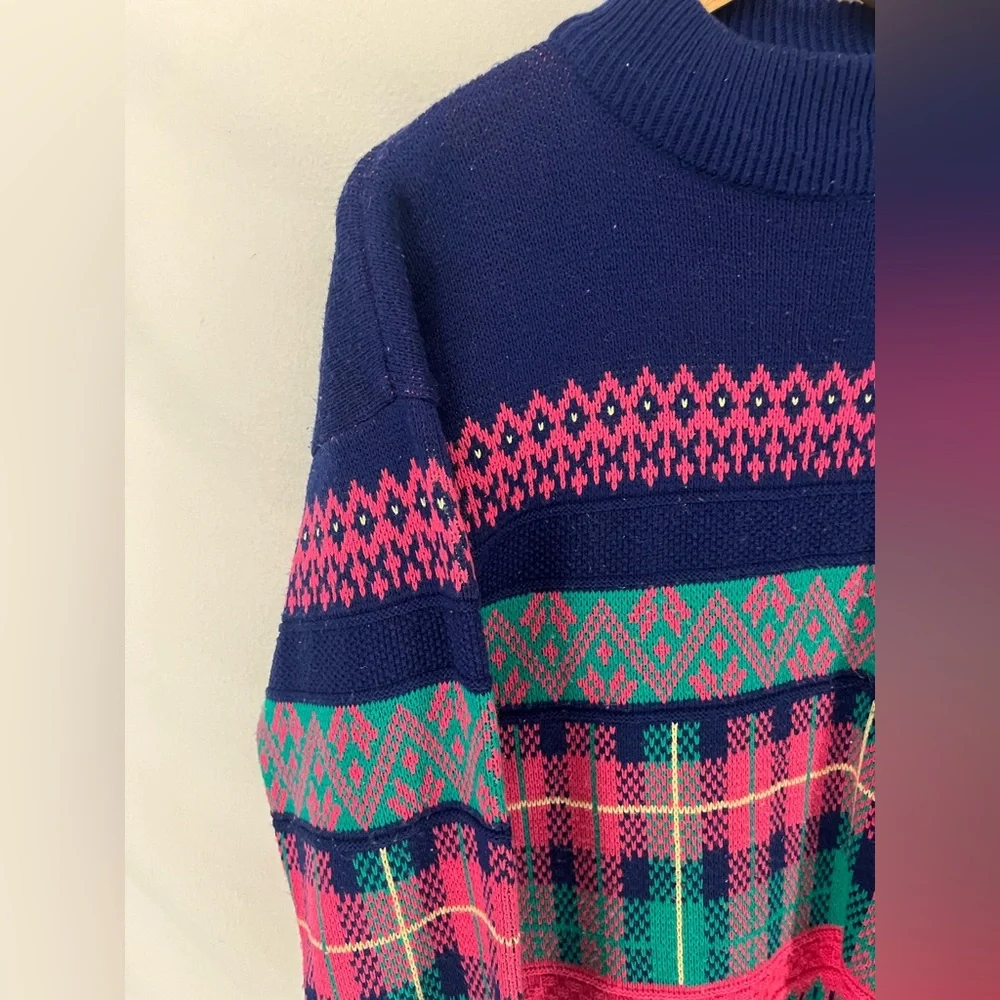Vintage Rainbow Ridge Women’s Colorful Abstract Knit Pullover Sweater Size M - Picture 4 of 7